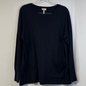 LOGO by Lori Goldstein Cashmere Cotton Blend Black Sweater Size L